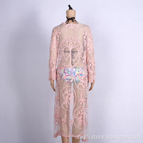 pink wrap beachwear women beach cover dress